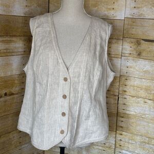 COLDWATER CREEK LINEN AND LACE CASUAL DANITY WESTERN FEMININE BOHO INSPIRED VEST